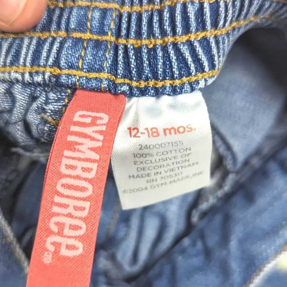 Vtg Gymboree Y2K Jeans Baby Girls Sz 12-18m Flare Floral Graphic
